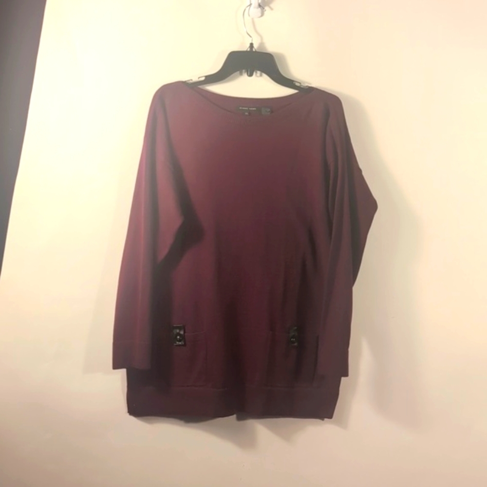 Jean Pierre Burgundy Knit Top Sweater Pullover Size XL